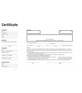 Share Certificate Template (CANADA BUSINESS CORPORATION ACT)